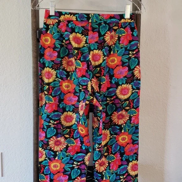 Poppy Lux High Waisted Pants Straight Leg Floral Print Bottoms NWOT Womens 4 - Picture 10 of 12